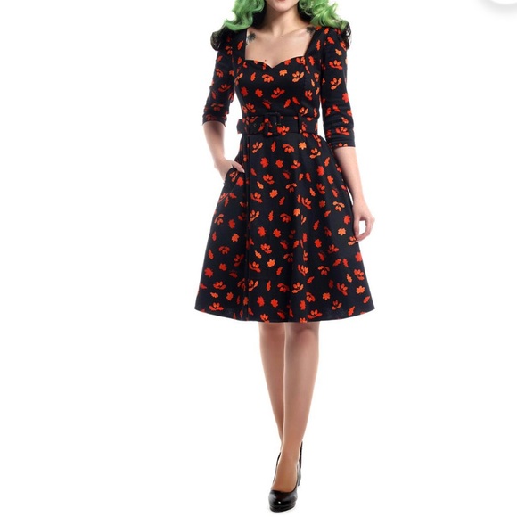 ELIANA COLLECTIF RETRO 50S ACORN PRINT SWING DRESS - Uk - Fall / Autumn theme - Picture 1 of 13